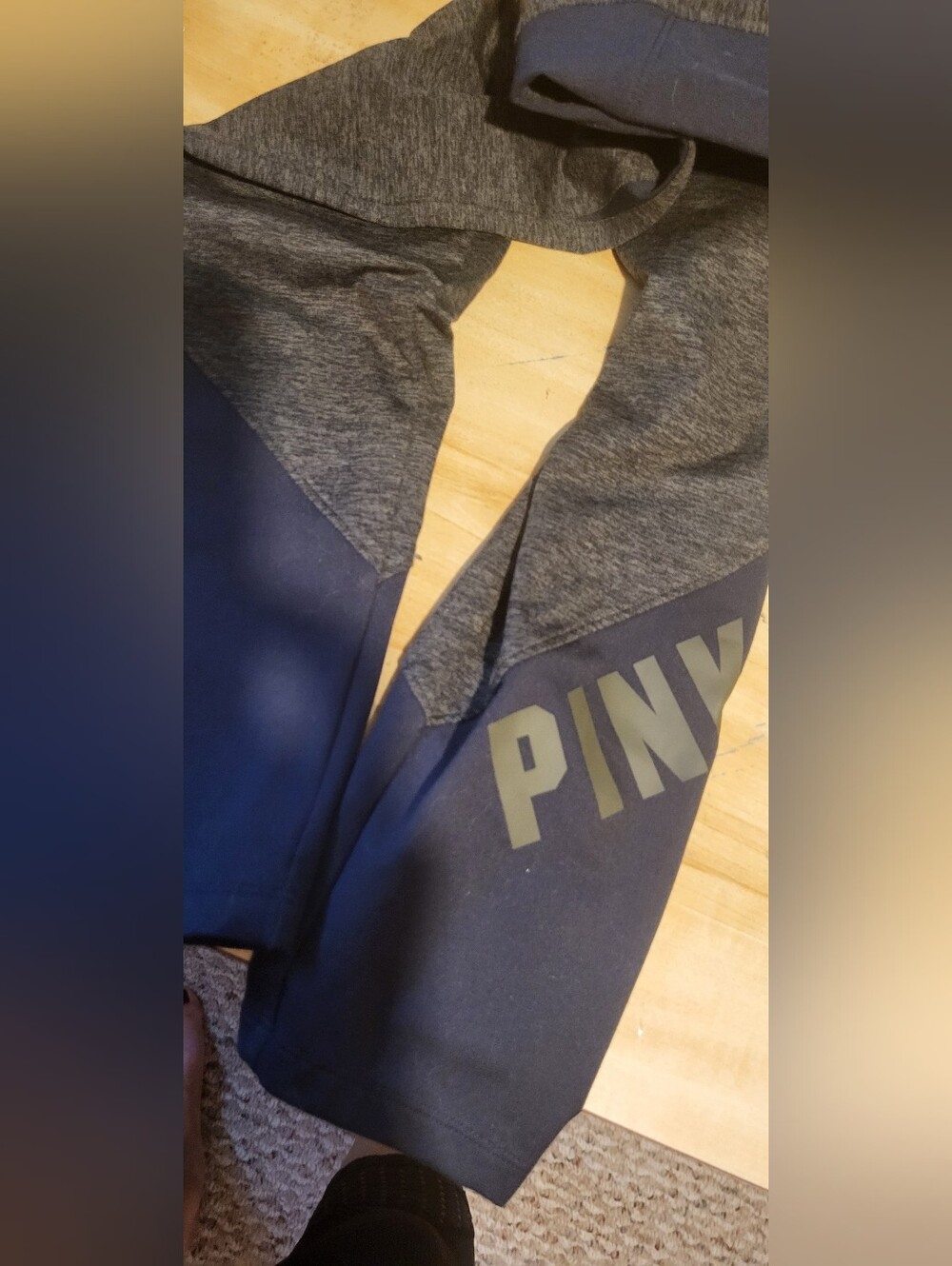 PINK Victoria's Secret DARK   Rare Heather Gray Colorblock Leggings